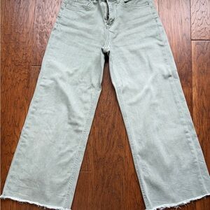 Women's Wide Leg  Ankle Jeans in Light Sage Green
